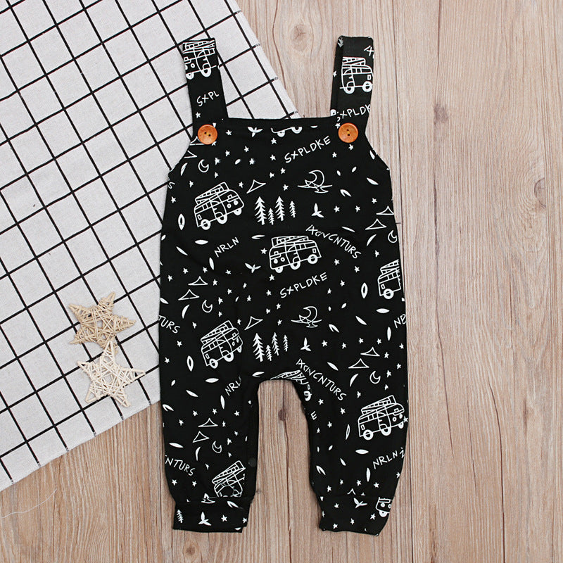 Printed Letters Jumpsuit Trendy Overalls Kids Jumpsuit