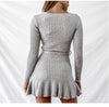 V Neck Knitted Dresses Women Long Sleeve