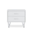 2 White Wooden Drawer Chrome Nightstand