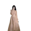 Women's Temperament Fashion V-neck Long-sleeved Waist-skimming Dress