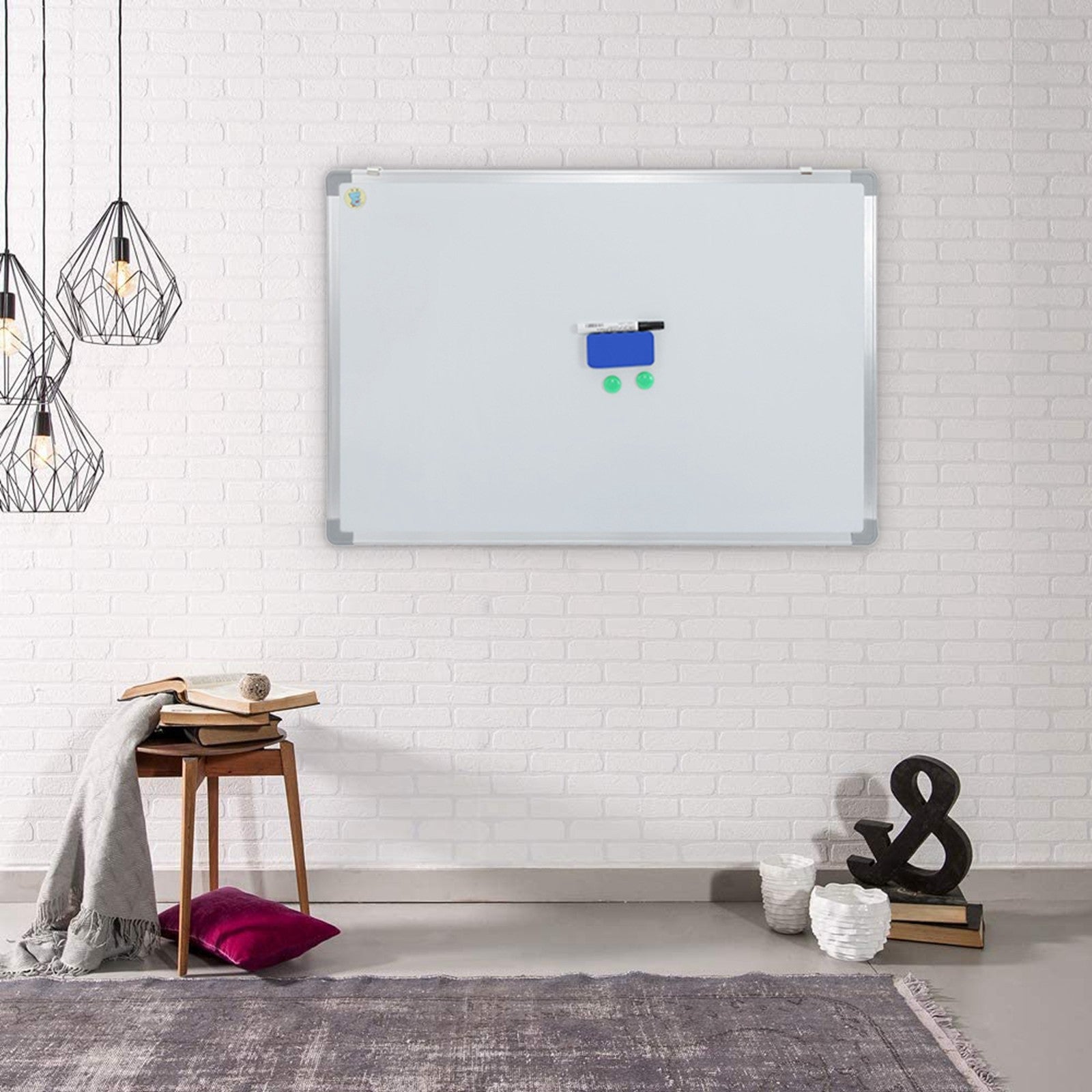 Magnetic D ry Erase Board / Whiteboard, Silver Aluminium Frame, 36 X 24 Inches