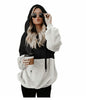 Women's Casual Round Neck Rope Hooded Stitching Sweater Jacket