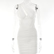 White Pleated Mini Summer Dress Vestidos Elegant Club Party Dresses