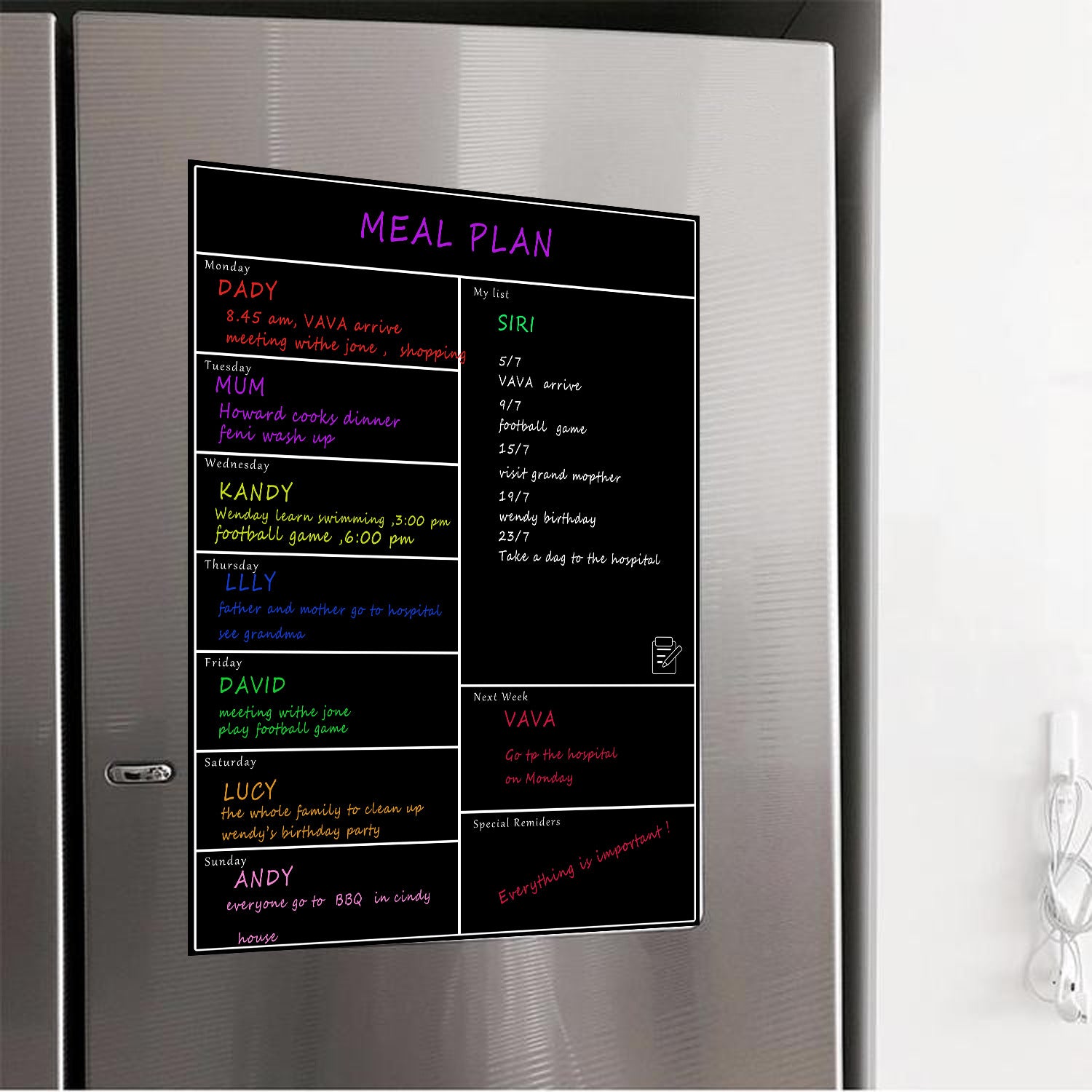 Magnetic Whiteboard Refrigerator Soft Movement Schedule