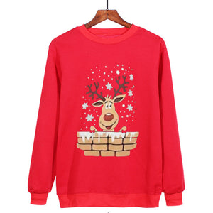 Antlers Cute Print Crew Neck Sweater