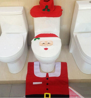 Merry Christmas Bathroom Curtain Santa Claus Toilet Seat Christmas Decorations