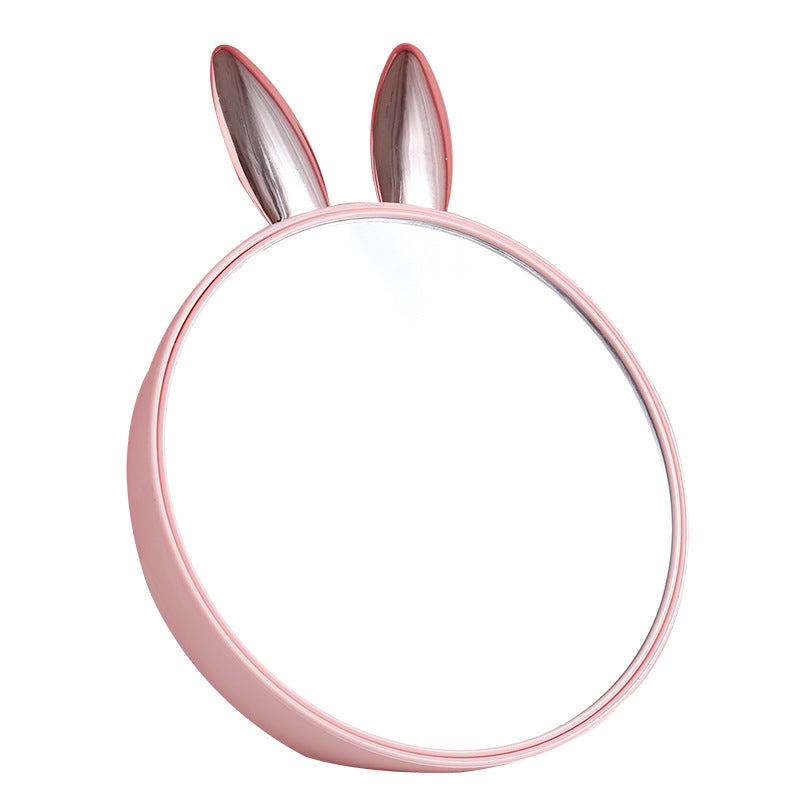 Rabbit heart desk desktop small round makeup mirror