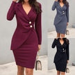 Long sleeve button hip dress