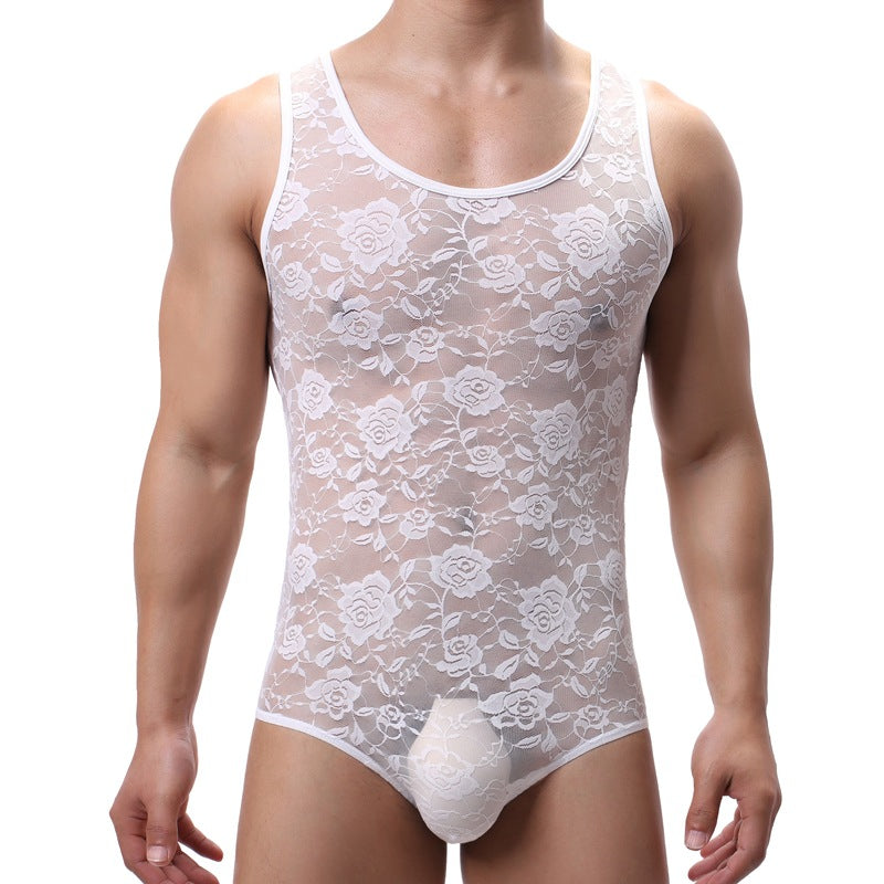 Men's Underwear One-piece Shapewear Lace Half