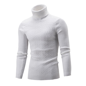 Slim-fit Men's Knitted Turtleneck Solid Color Sweater