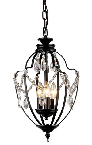 Kennedy 3-light Black-finish 11-inch Crystal Chandelier  Lighting