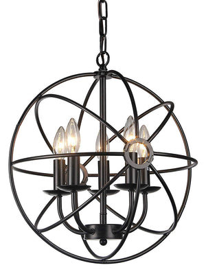 Meila 5-light Black 16-inch Spherical Chandelier Lighting