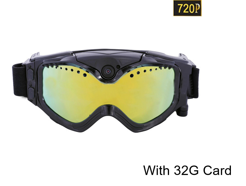 Ski-Sunglass Goggles Sports Camera Black Colorful Double Anti-Fog Lens with Live Image Video Monitoring with TF Card