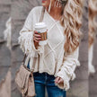 new sweater round neck long-sleeved tassel solid color sweater shirt women