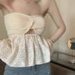 Lace Skirt Hollow-out Tube Top Sweater Vest Design Sense Niche Short Stitching Sleeveless Top