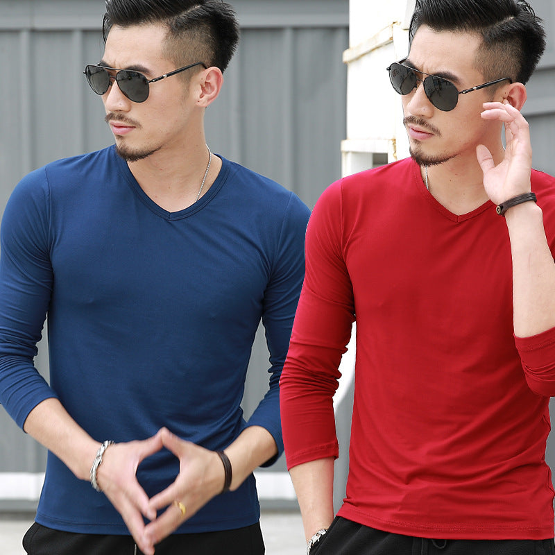 V Collar Mens Long Sleeve shirt