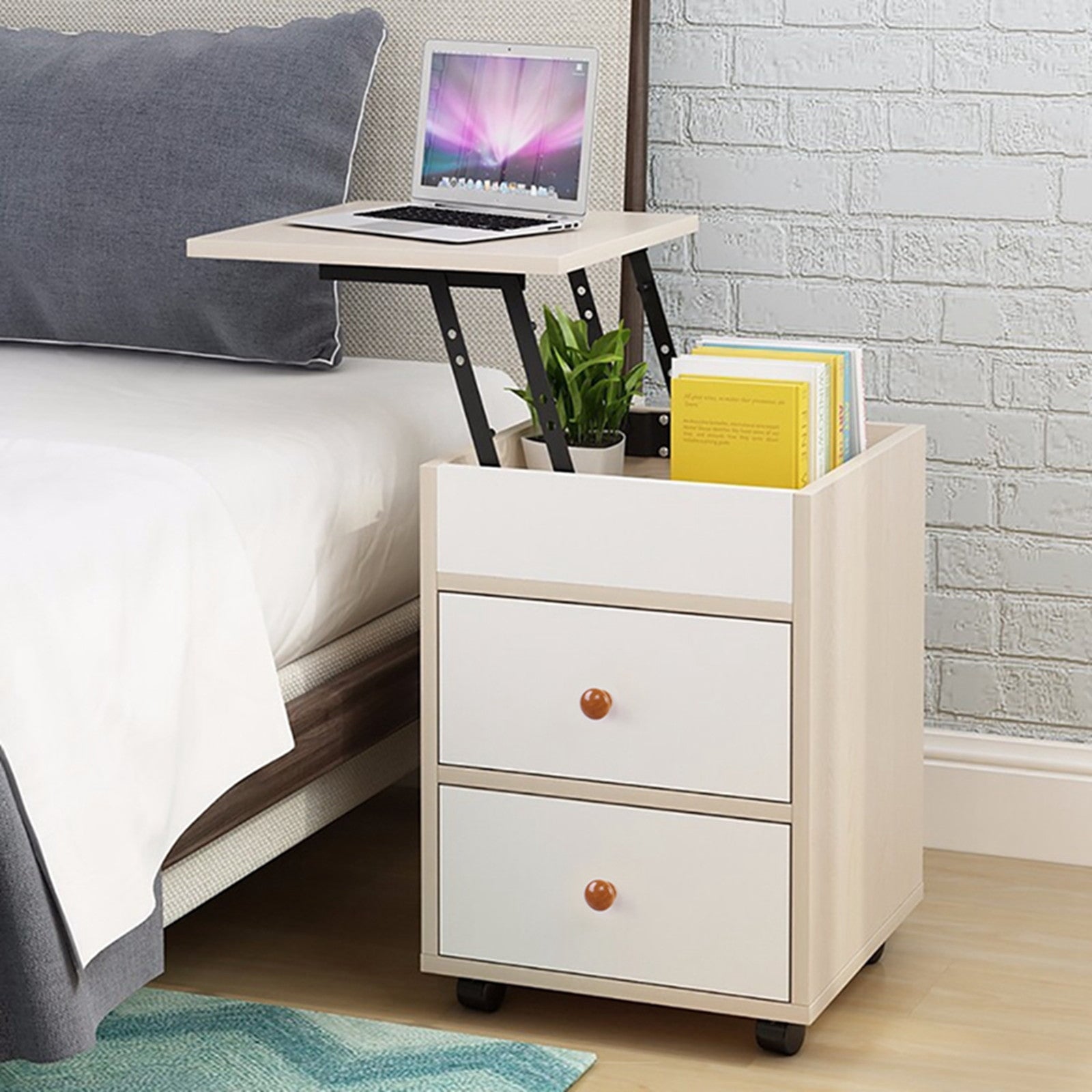 Storage Cabinet Bedroom Bedside Removable Locker Lifting Table Nightstand