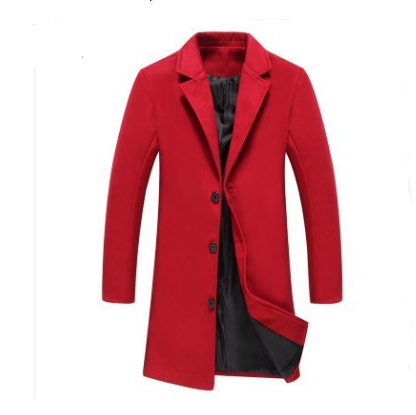 New Mens Solid Color Casual Business Woolen Coats