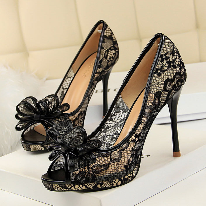 Lace high heels