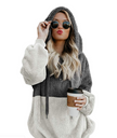 Alpscommerce Women Casual Plush Hoodies Zipper Lady Hooded Warm Loose Tops