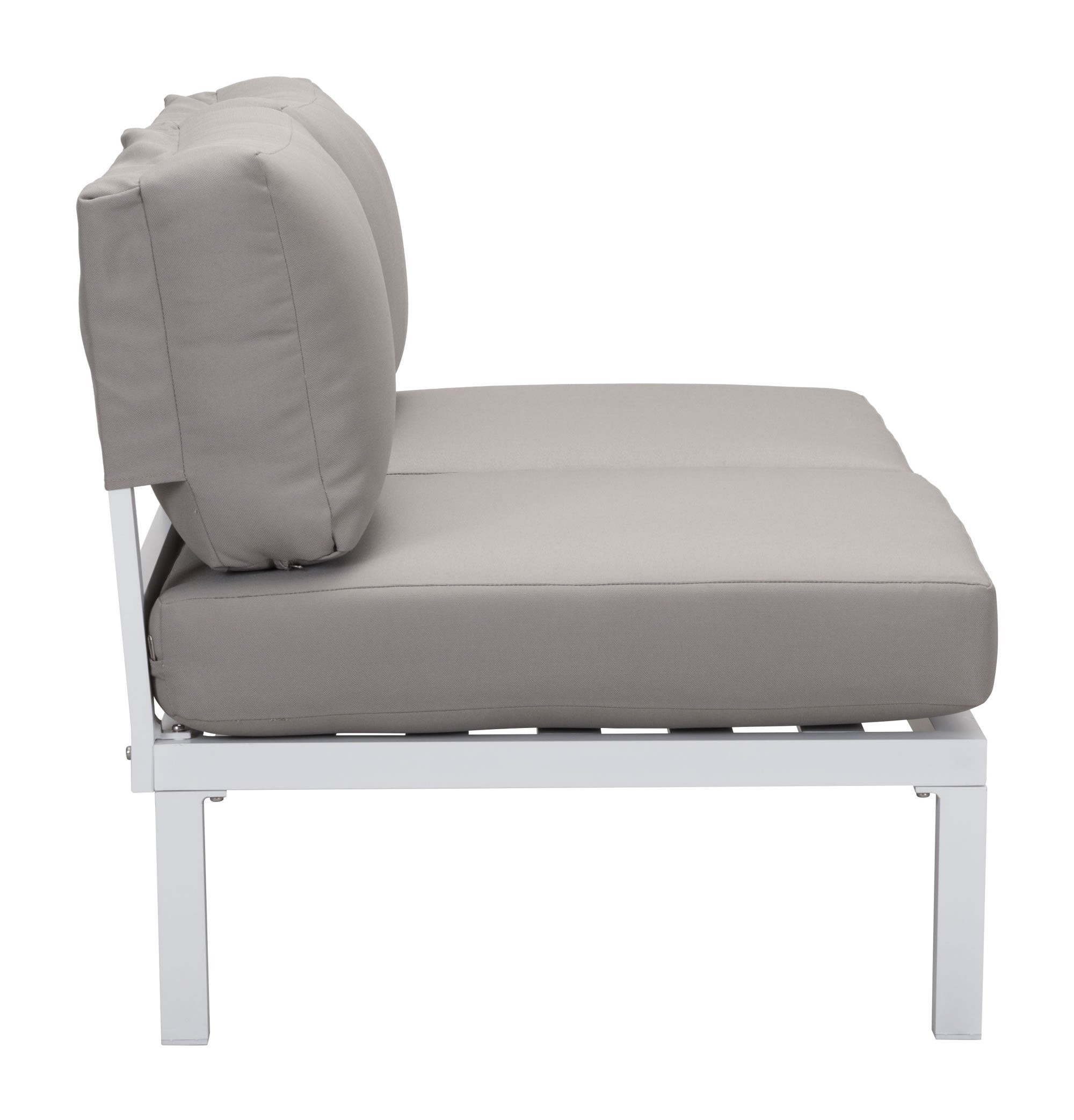 White and Gray Sunproof Fabric Armless Aluminum Loveseat