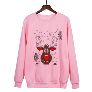 Antlers Cute Print Crew Neck Sweater