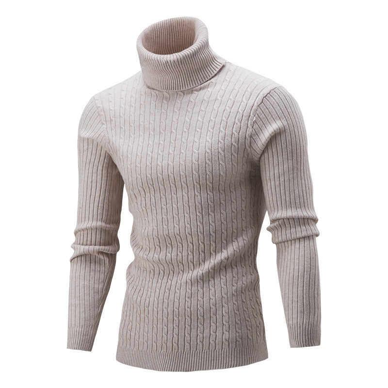 Slim-fit Men's Knitted Turtleneck Solid Color Sweater