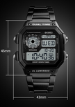 Business steel belt electronic watch double display multi-function sports waterproof watch