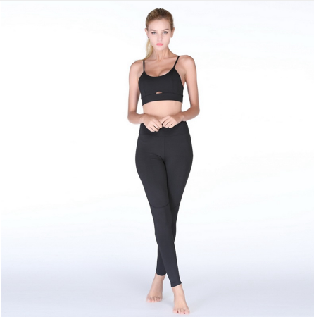 Yoga Set New  Solid Crop Top Long Pant Women Suit Two Piece Set