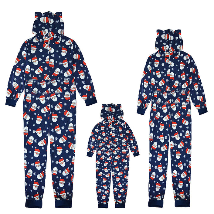 Family Matching Onesis Sleepwear Jumpsuit Santa Claus Long Sleeve Hooded Homewear