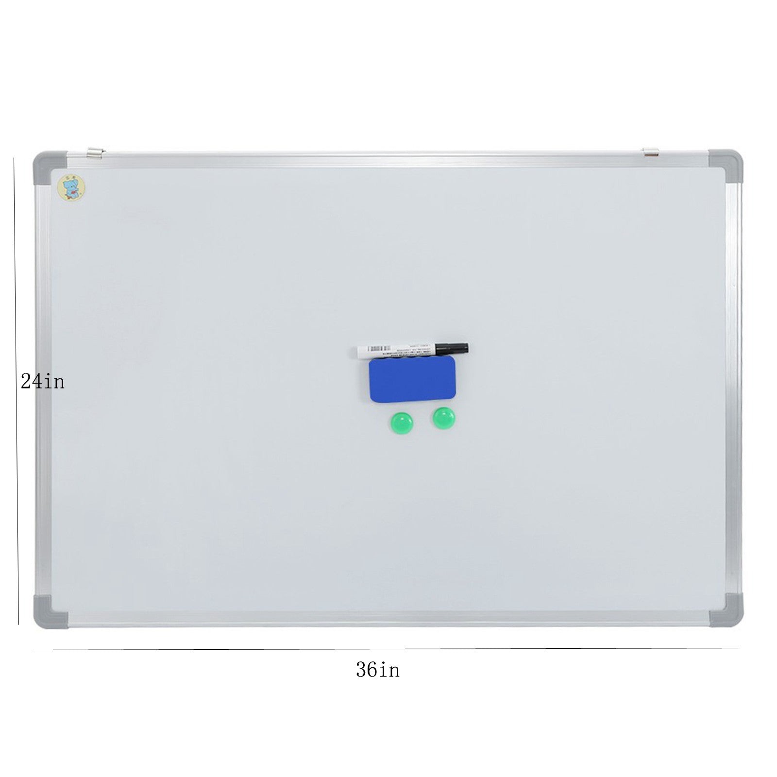 Magnetic D ry Erase Board / Whiteboard, Silver Aluminium Frame, 36 X 24 Inches