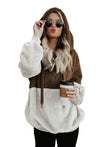 Alpscommerce Women Casual Plush Hoodies Zipper Lady Hooded Warm Loose Tops