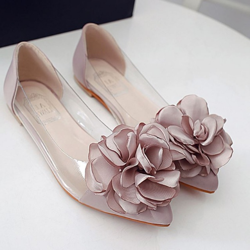 Low to help shallow mouth women's shoes flowers flat with pointed shoes