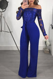 Lace-neck wide-leg jumpsuit