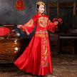 Traditional Embroidery Wedding Dress,Red Long Sleeve satin