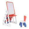 Kids Easel Play Station With Bookshelf ,Back Toyshelf,Drawing Board And Chair