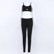 Yoga Set New  Solid Crop Top Long Pant Women Suit Two Piece Set