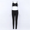 Yoga Set New  Solid Crop Top Long Pant Women Suit Two Piece Set