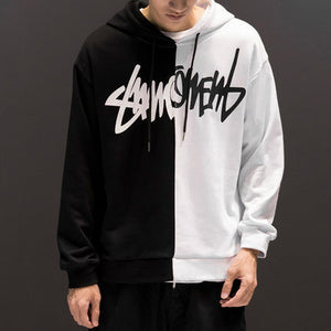 Hoodies Fall Winter Letter Printing Loose Pullover Men High Street Fashion Hooded Sweatshirts