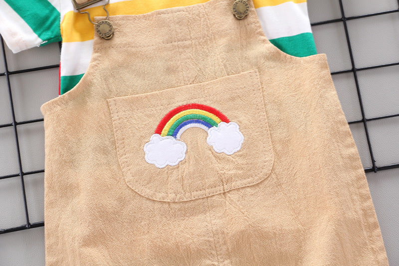 Rainbow Bib Pants Girls Baby Kids