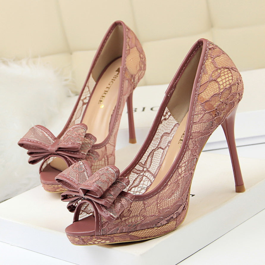 Lace high heels