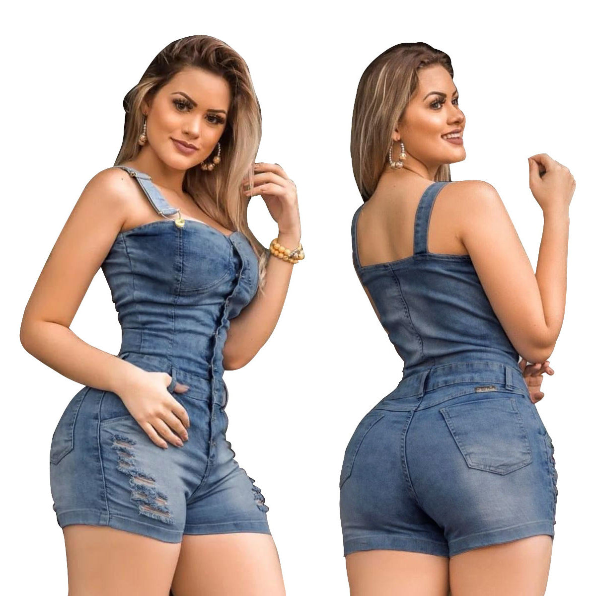 Denim slim jumpsuit