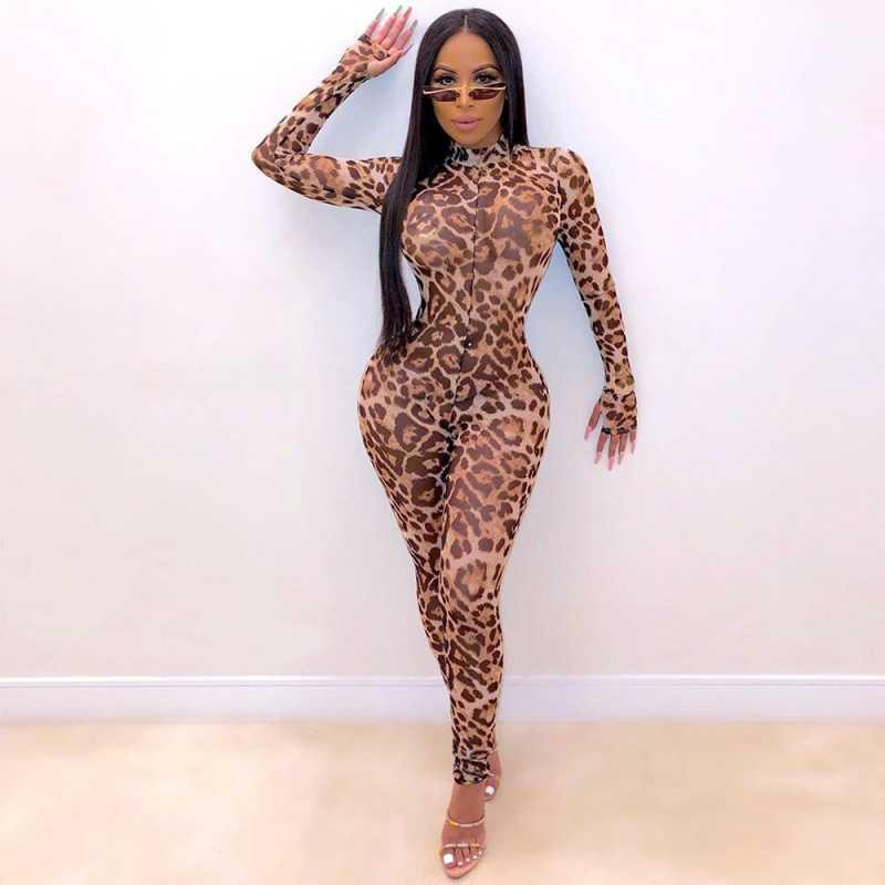 Leopard Print Jumpsuit Slim Fit Leggings Ladies Jumpsuit Women