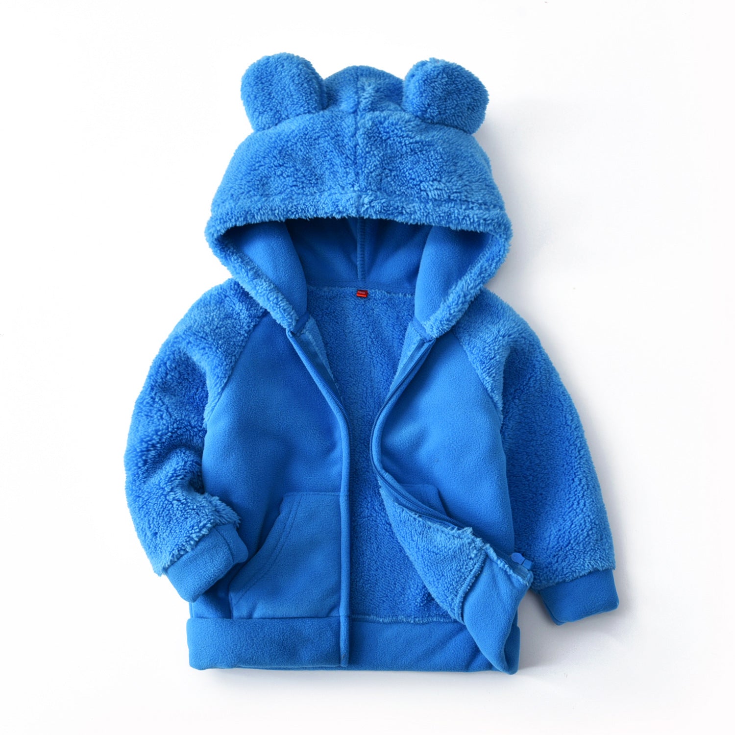 Girls Korean Kids Cardigan Hooded Polar Fleece Jacket