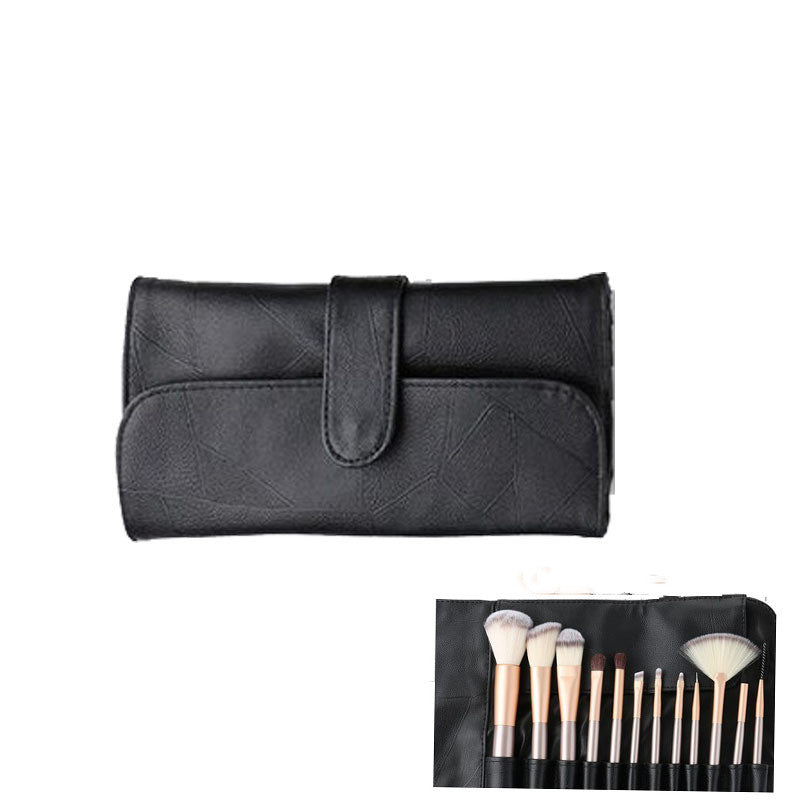 12 Creamy White Makeup Brush Set Fanshaped 24 Champagne Cosmetics Synthetic Hair