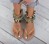 Roman style summer clipped toe beaded hollow flat sandals women