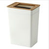 Nordic Rectangle Plastic Wooden Waste Trash Bin With Wooden