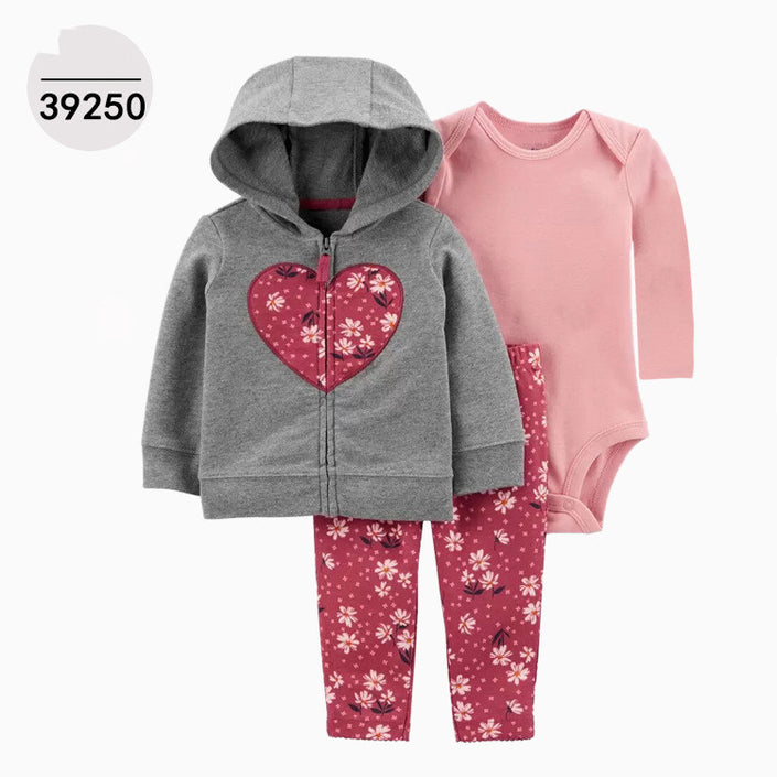 Hooded Long Sleeve Jacket Bodysuit Three Piece Kids' Suit