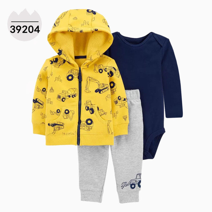 Hooded Long Sleeve Jacket Bodysuit Three Piece Kids' Suit