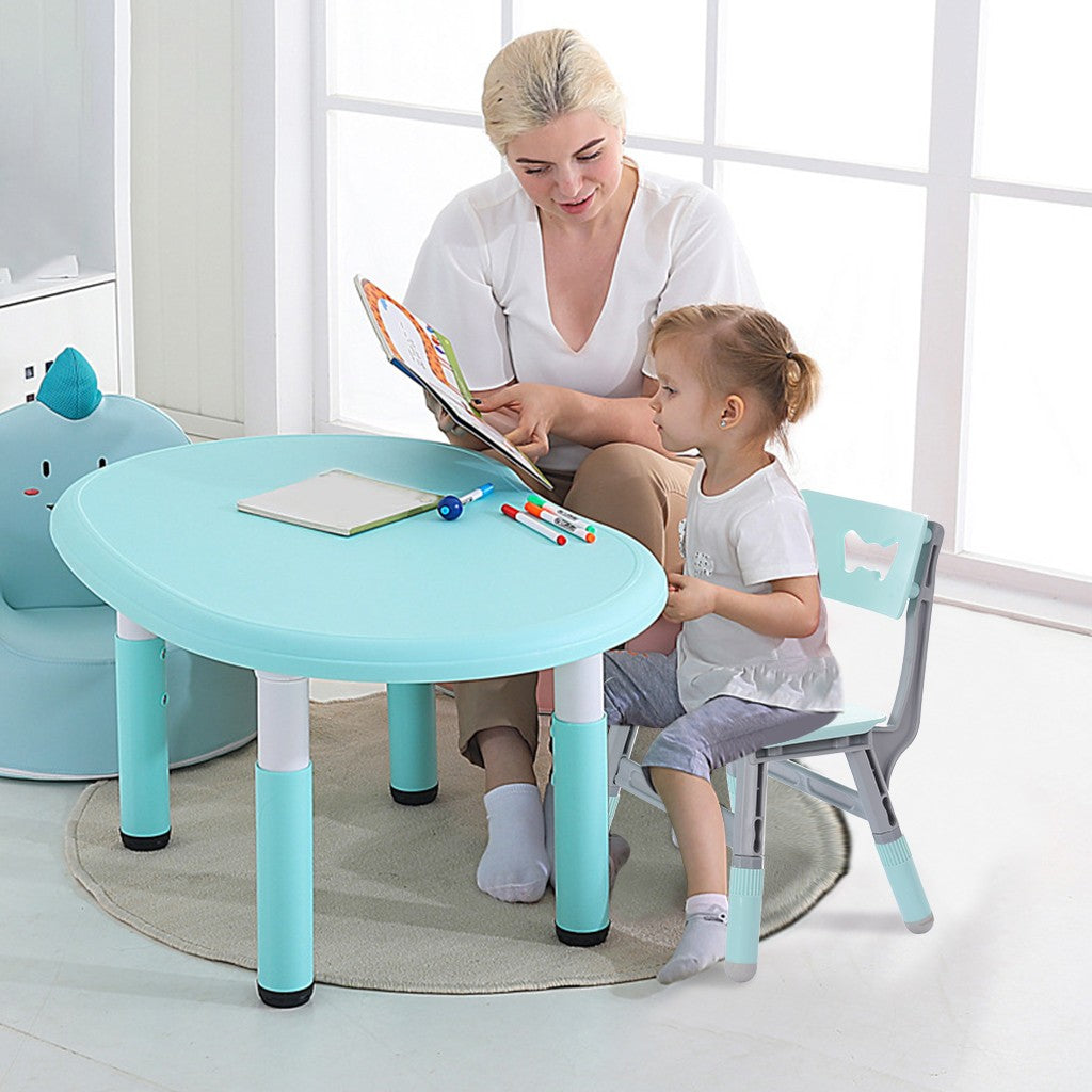 Height Adjustable Kids Table And 1 Chair Set Children Activity Art Desk For Read